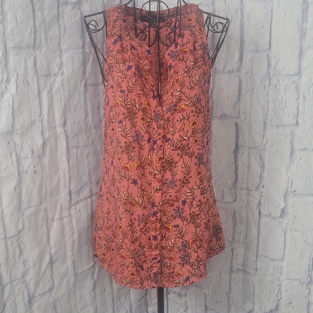 Sanctuary Floral Sleeveless Button Front Pink Boho Blouse Medium